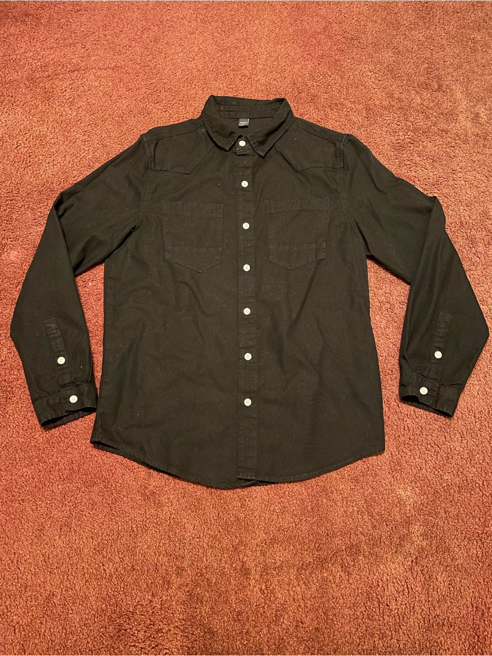 Men's Black Long-Sleeve Button-Down Shirt